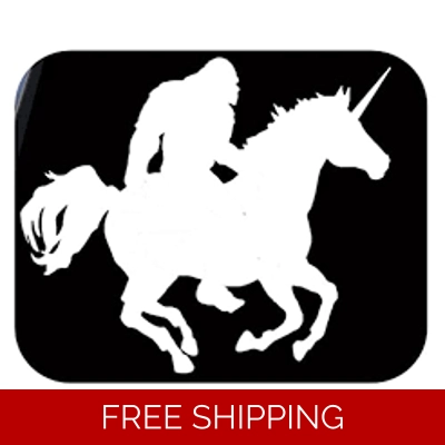 Bigfoot Sasquatch riding a Unicorn Die Cut Vinyl Decal sticker Bigfoot Sasquatch riding a Unicorn Die Cut Vinyl Decal sticker